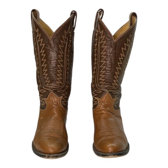 Vintage 80s Tony Lama Brown Leather Cowboy Boots Men's Size 7.5D Style 6210 - Picture 5 of 10